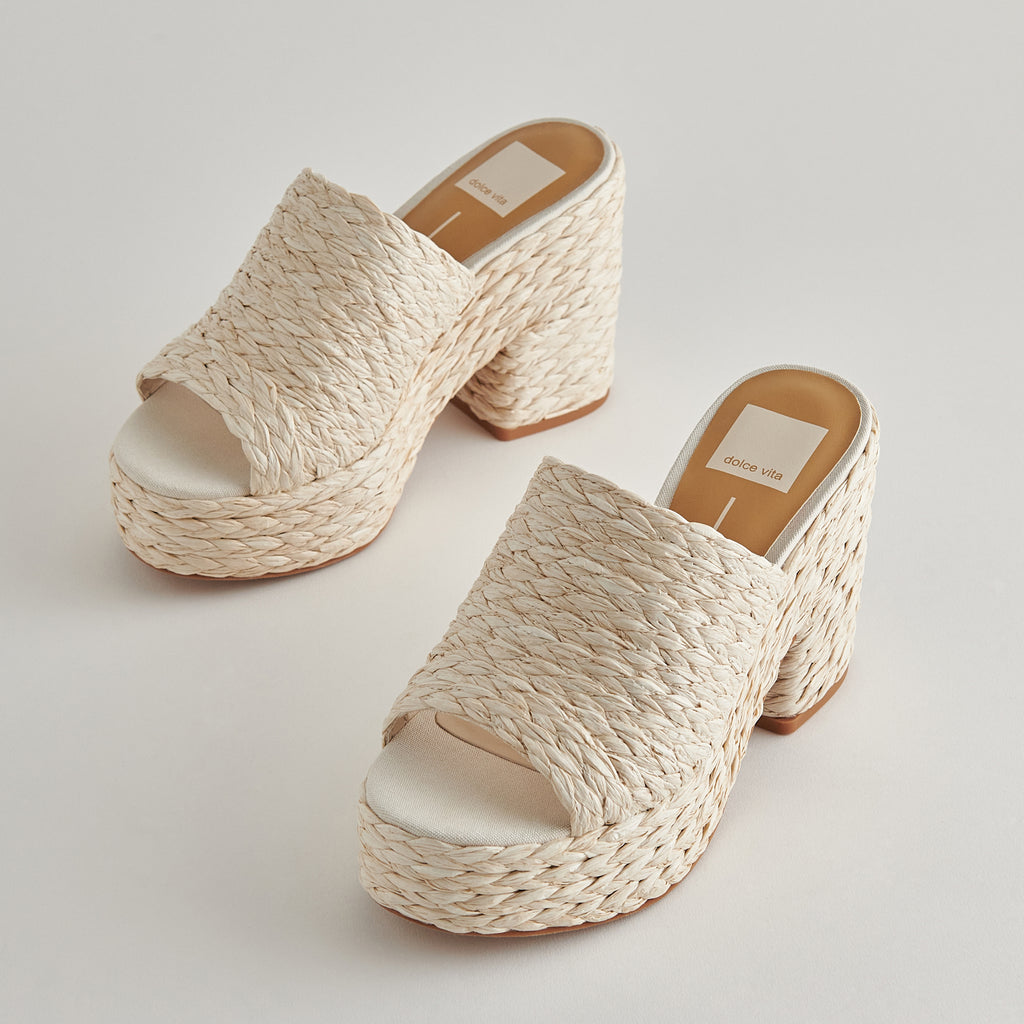 ELORA Heels Off-White Raffia| Off-White Raffia Heeled Sandals– Dolce Vita 6879858524226