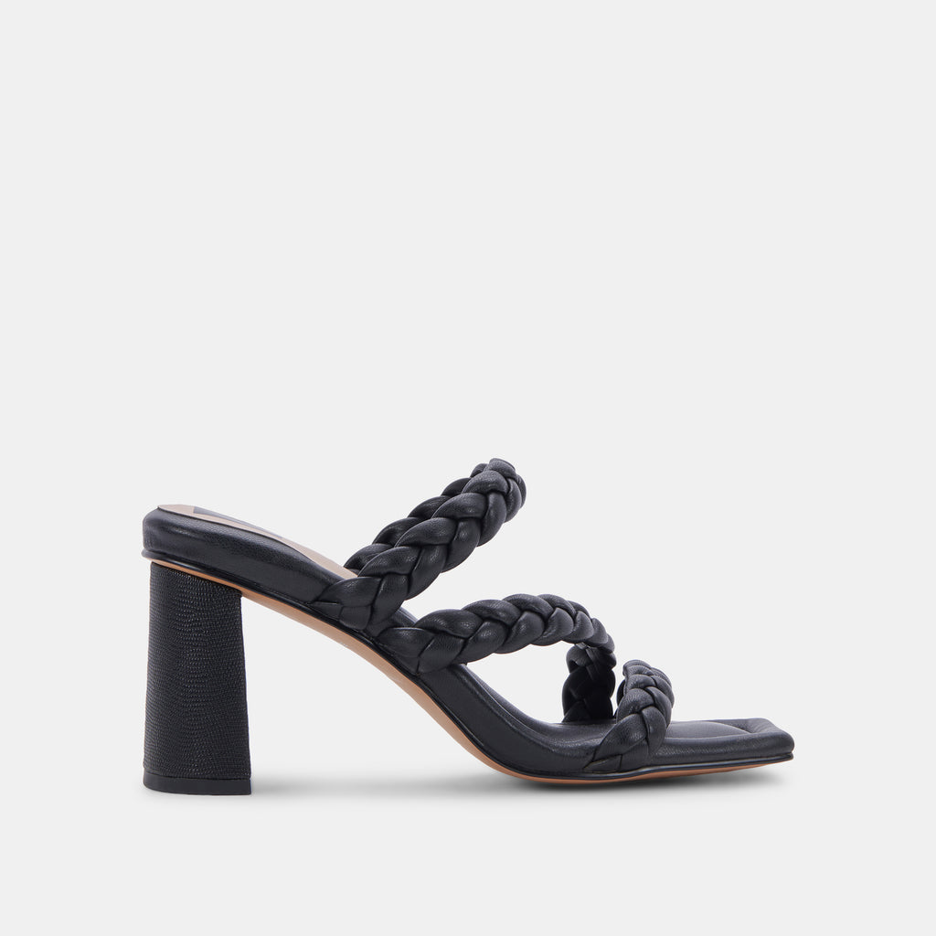 PANG Heels Black Stella | Women's Black Braided Heels– Dolce Vita 6892703612994