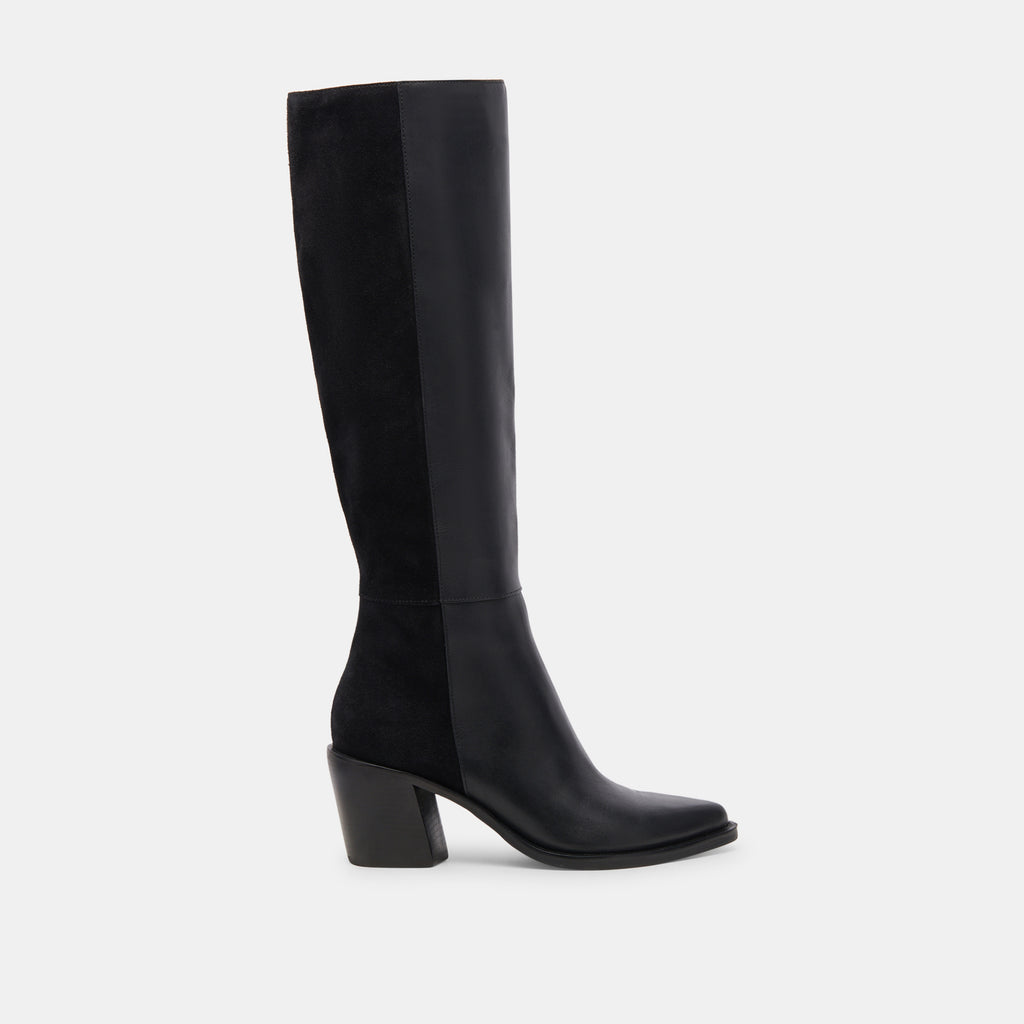 KRISTY Boots Black Leather | Women's Luxe Knee-High Black Boots– Dolce Vita 6908077506626