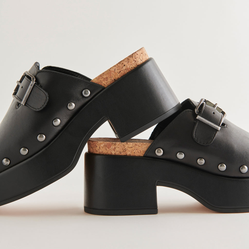 YEVAN Clogs Black Leather | Designer Black Leather Clogs– Dolce Vita 6908080717890