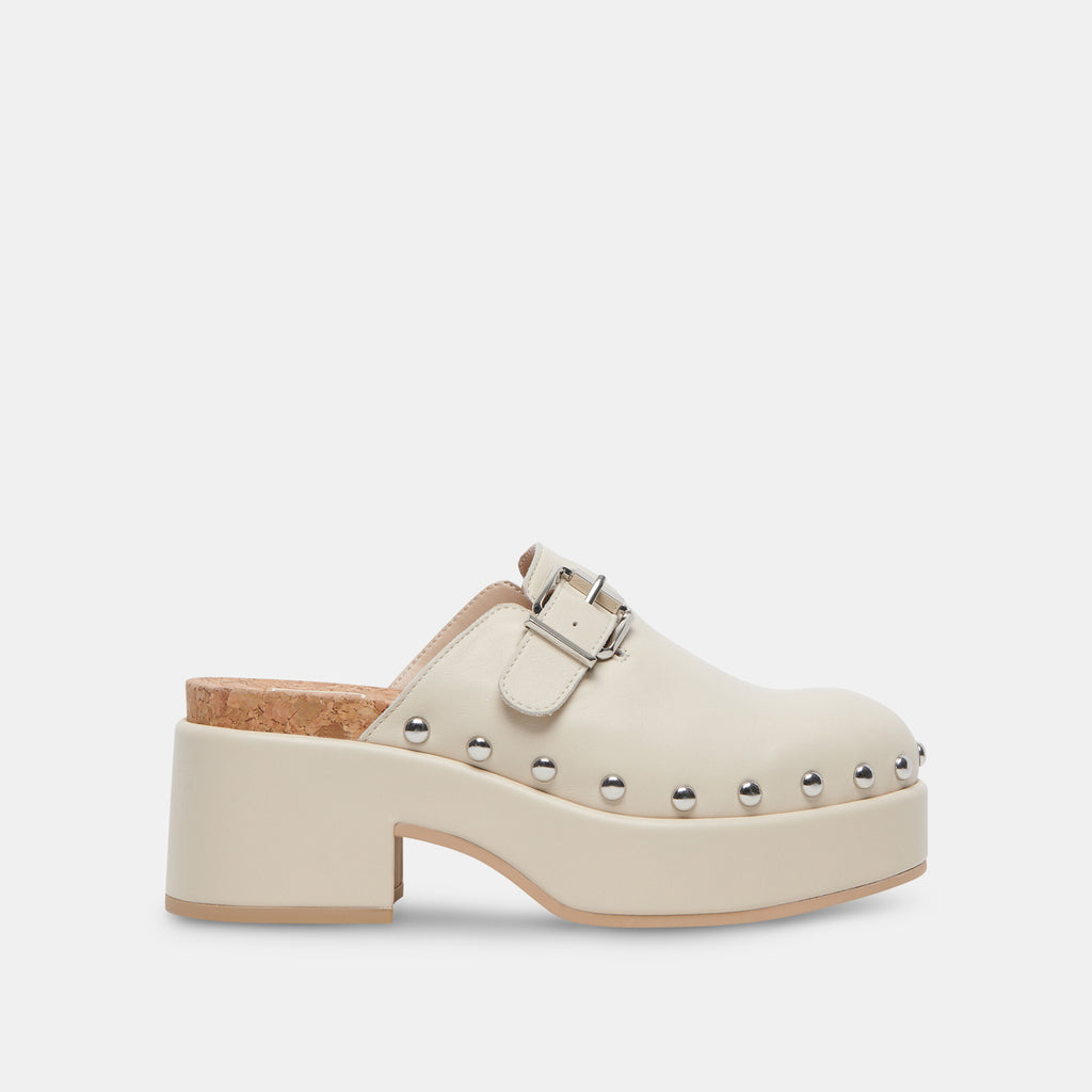 YEVAN Clogs Ivory Leather | Designer Ivory Leather Clogs– Dolce Vita 6908080816194