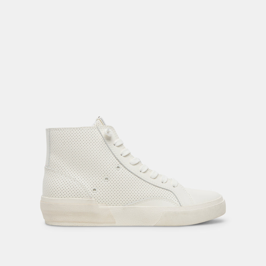 Zohara Sneakers White Perforated Leather | Women's High-Top Sneakers– Dolce Vita 6908081930306