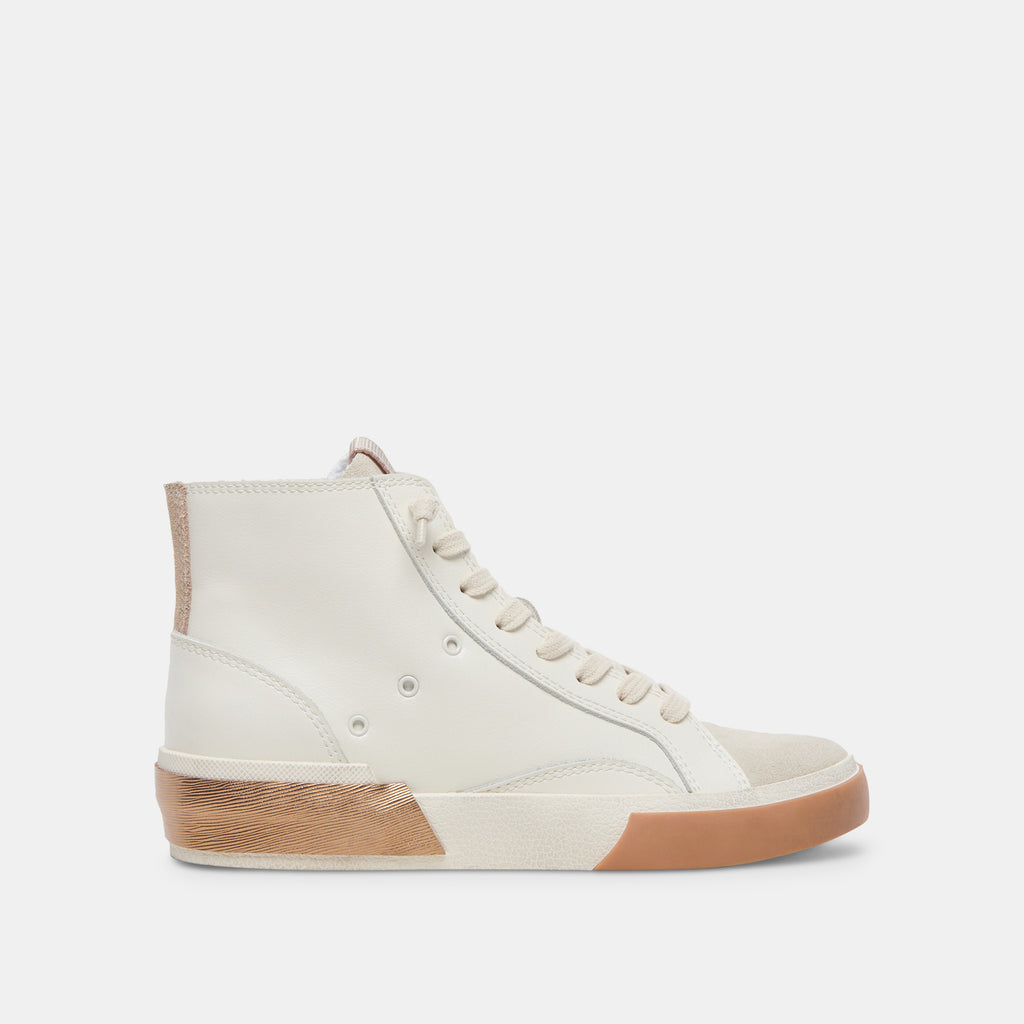 Zohara Sneakers White Tan Leather | Women's High-Top Sneakers– Dolce Vita 6908082028610