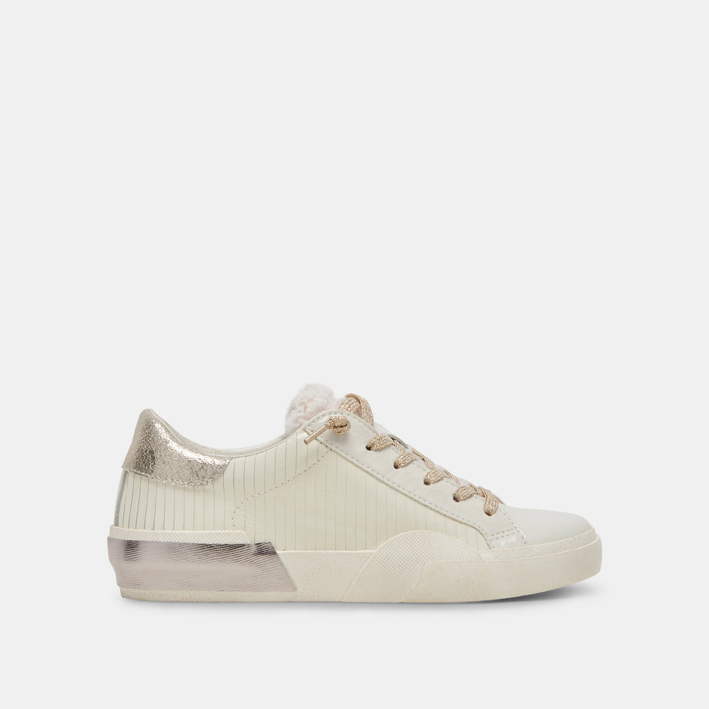 ZINA Plush Sneakers White Sliced Leather | Women's Fashion Sneakers– Dolce Vita 6915496771650
