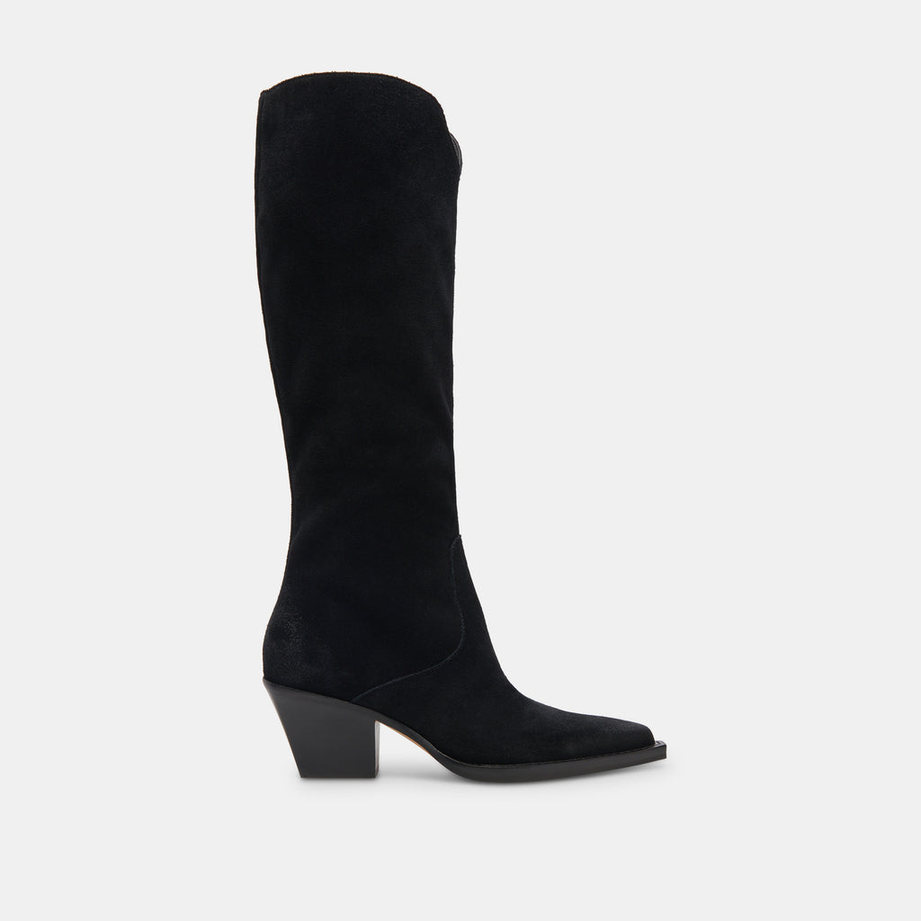 RAJ Wide Calf Boots Onyx Suede | Women's Onyx Suede Knee-High Boots– Dolce Vita 6943098830914
