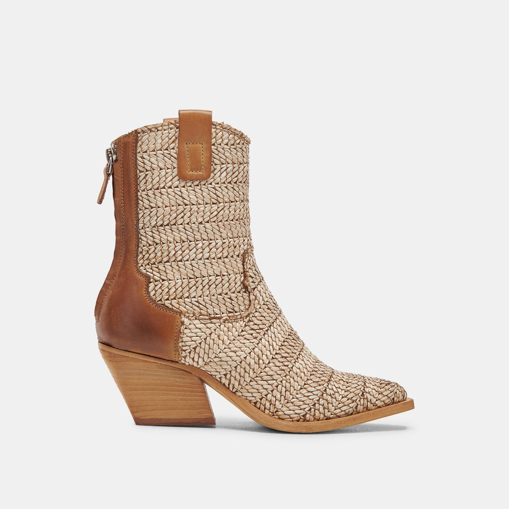 TEXIN BOOTIES BROWN MULTI RAFFIA– Dolce Vita 6967323787330