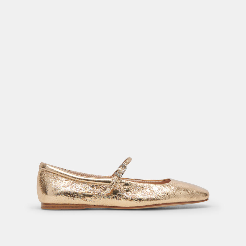 REYES BALLET FLATS GOLD DISTRESSED LEATHER– Dolce Vita 6974197956674